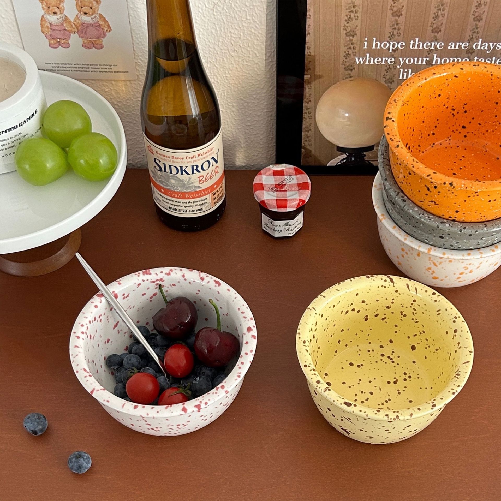 Ins-style splashed ink bowl and plate set, high-end retro ceramic breakfast plate, Western steak plate, salad bowl, oat bowl Specification drawing