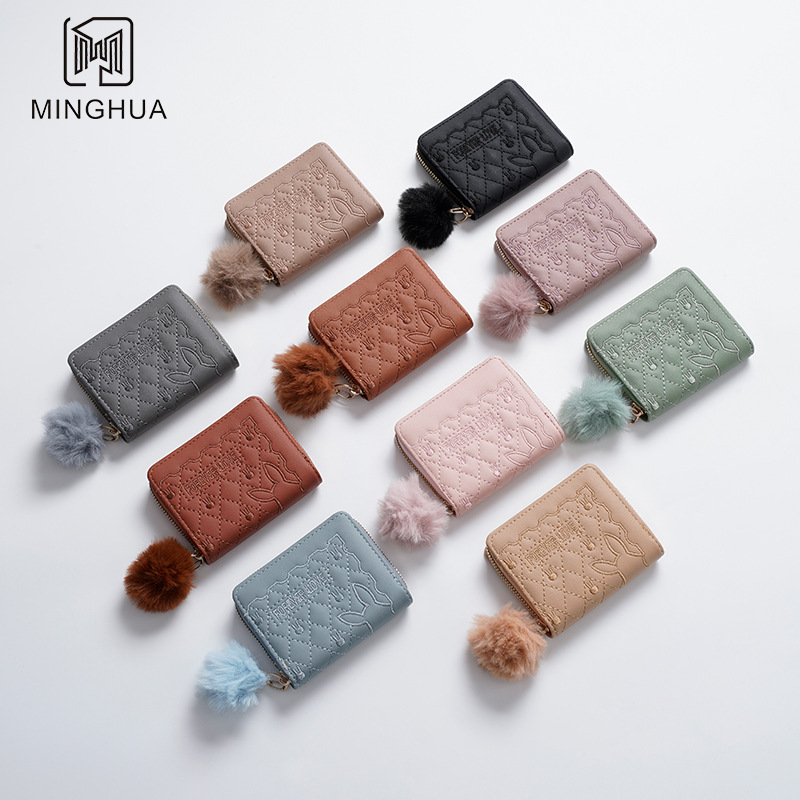New women's wallet, short and simple card wallet, Spring Wallet, cross-border pattern zipper coin purse wholesale Specification drawing