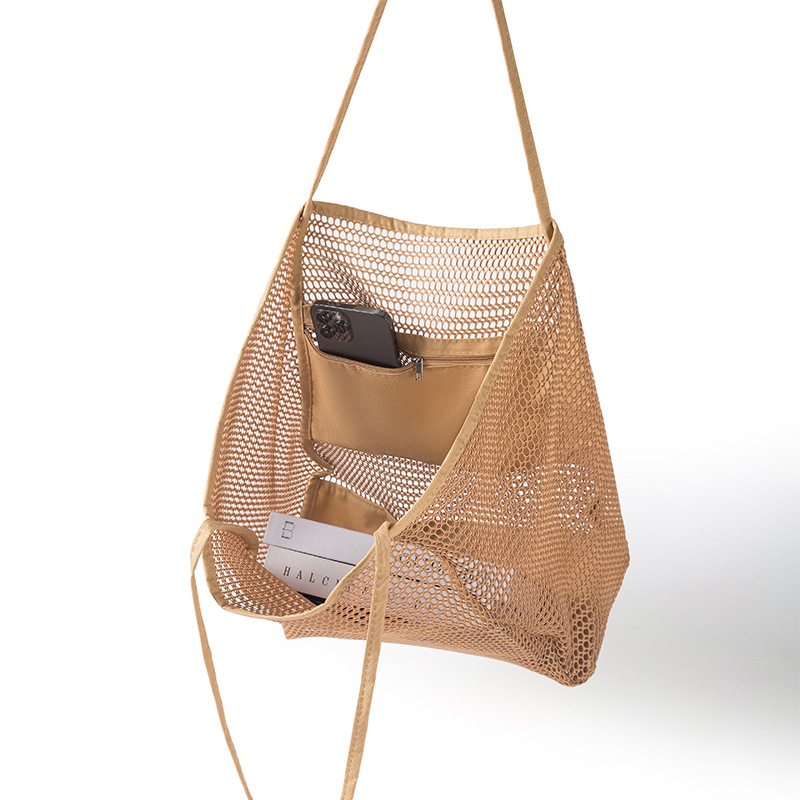 Beach net bags, Amazon handbags, large bags, eye bags, women's multi-pocket bags, suitable for traveling, swimming bags Specification drawing