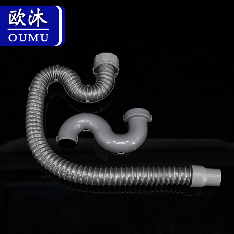 Stainless steel sink drain pipe, sink drain, double-groove drain pipe, S-bend pipe fitting, sink drain pipe details Picture