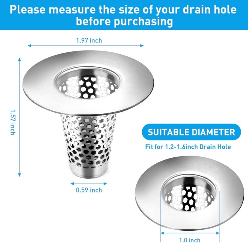 Cross-border 304 stainless steel conical filter screen, anti-clogging filter screen for bathroom floor drain, washbasin and sewer pipe Application Scenario
