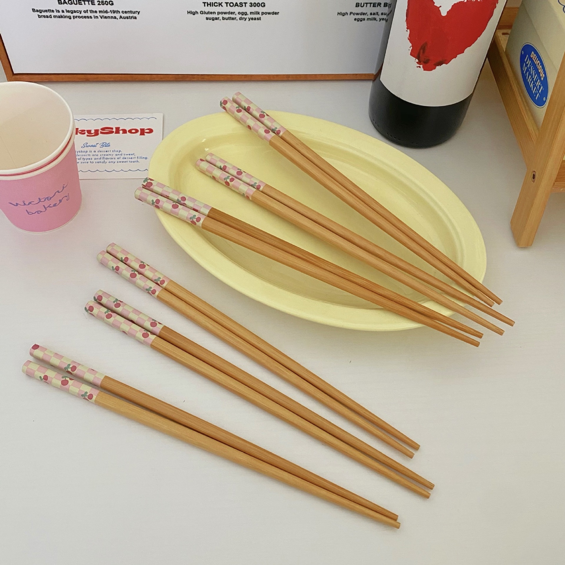 New InS-style Korean sugar-needle chopsticks, single-person set for home use, anti-mold and heat-resistant bamboo chopsticks, high appearance level bamboo and wood tableware Item Picture