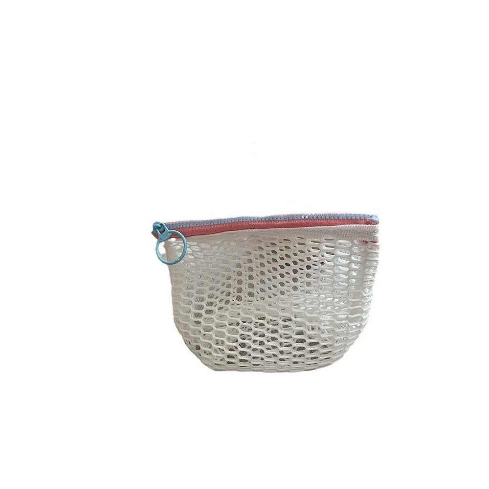 4593 Transparent mesh coin purse, color-blocking zipper, lipstick, cosmetics, small items storage bag, keychain, headphone case Item Picture