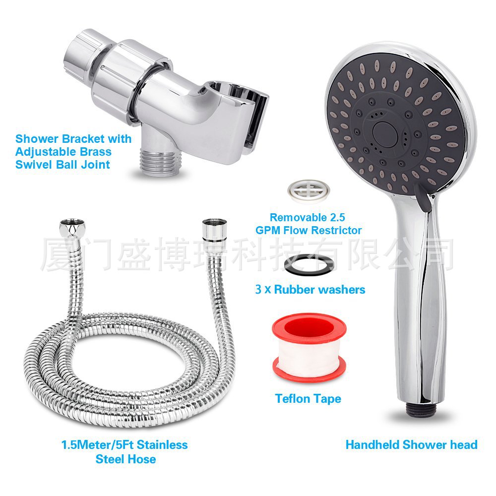 American five-function high-pressure filter showerhead set wholesale Amazon electroplated handheld showerhead pressurized showerhead Specification drawing