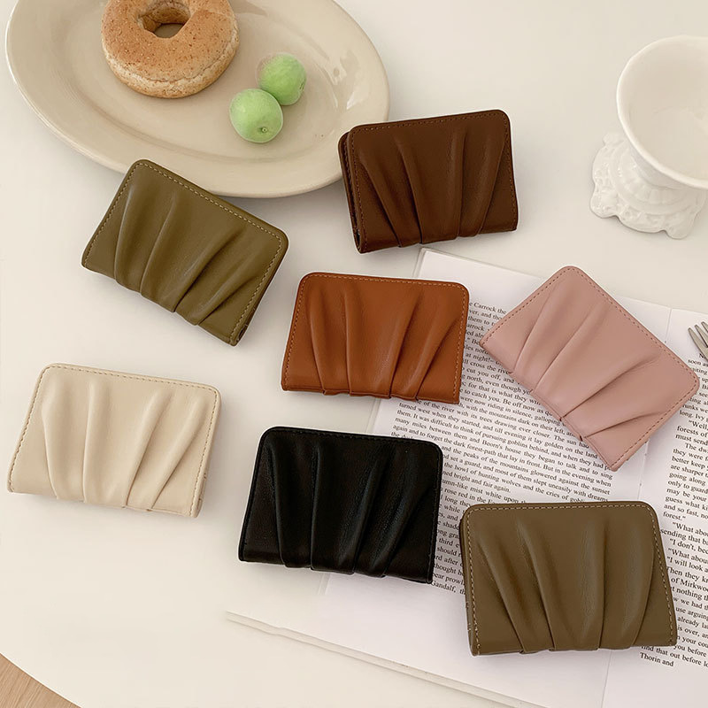 Super popular pleated wallet ~ Instagram bestseller simple small card wallet, multi-color in stock solid color versatile coin wallet details Picture