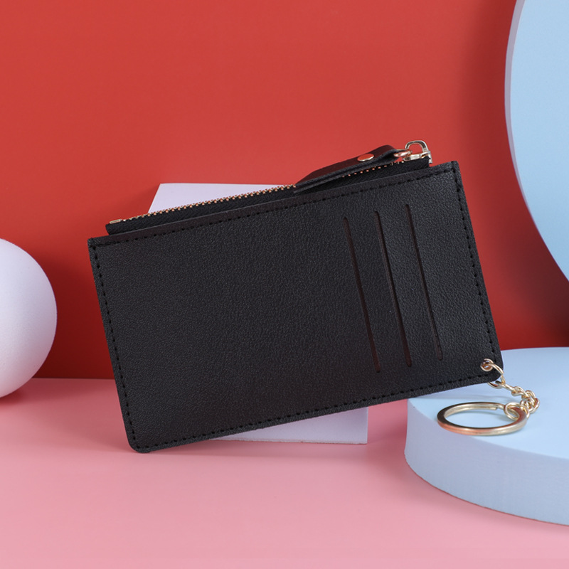 New card bag, women's bag, card holder, bus card case, zipper, coin bag, leather classic solid color, multiple card slots, fixed logo Specification drawing