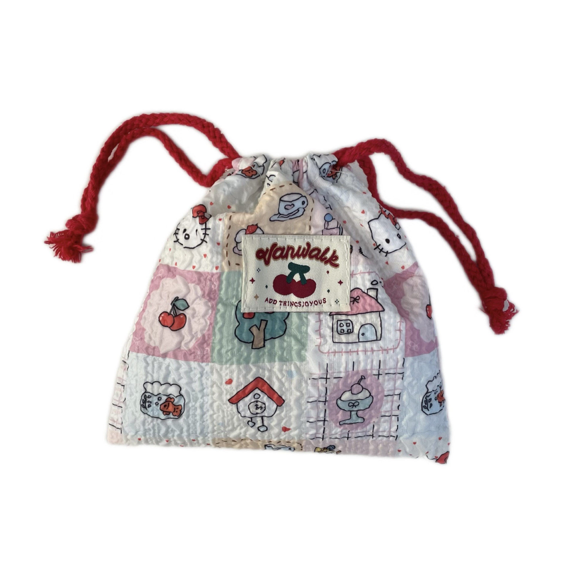 2025 New cherry bundle pocket cartoon cat portable and exquisite storage bag, large-capacity coin purse for travel Item Picture