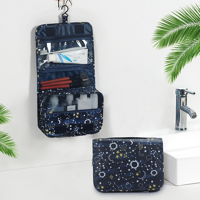 Multi-functional large-capacity waterproof makeup bag, portable dry and wet separation bathroom hook toiletry bag, storage bag Specification drawing