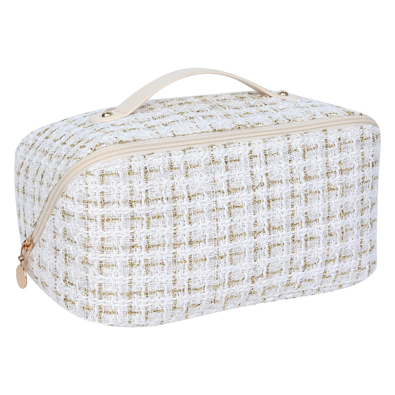 Golden Thread Makeup Bag, a portable large-capacity, high-end and fashionable new travel toiletry bag and cosmetics storage bag for women Item Picture
