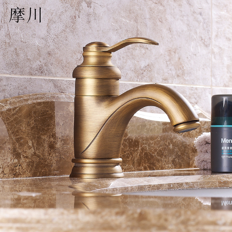 European-style brass antique low teapot, washbasin, faucet, cold and hot mixed water factory direct sales supply wholesale full figure