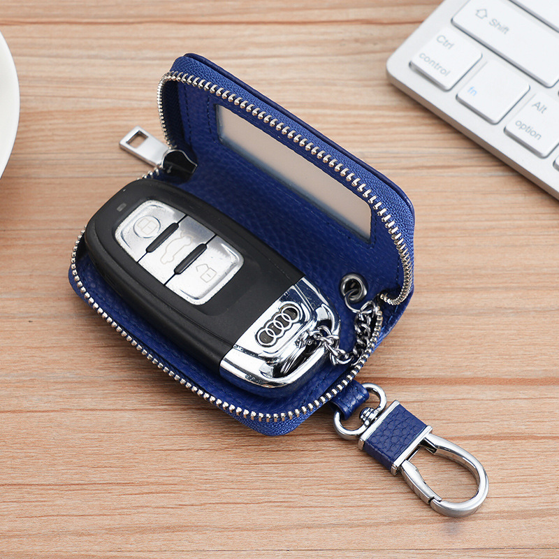 Cross-border light luxury genuine leather car key case for men, visible transparent window key case, portable, waterproof, multi-color, universal for women Specification drawing