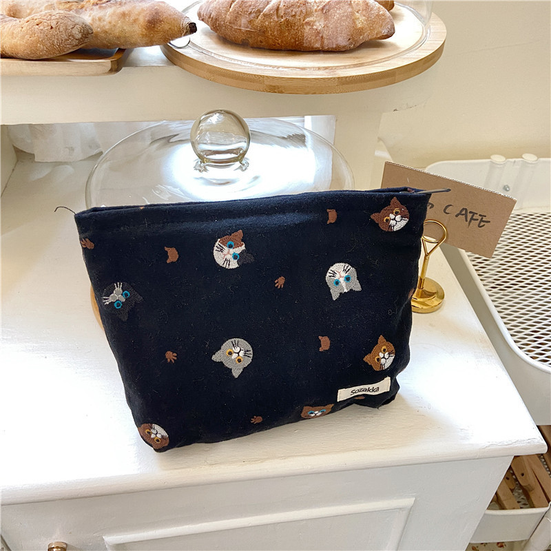 【 In Stock 】110224 Makeup bag, Japanese ins cotton and linen cat phone case, girl lipstick storage bag, pen case Item Picture