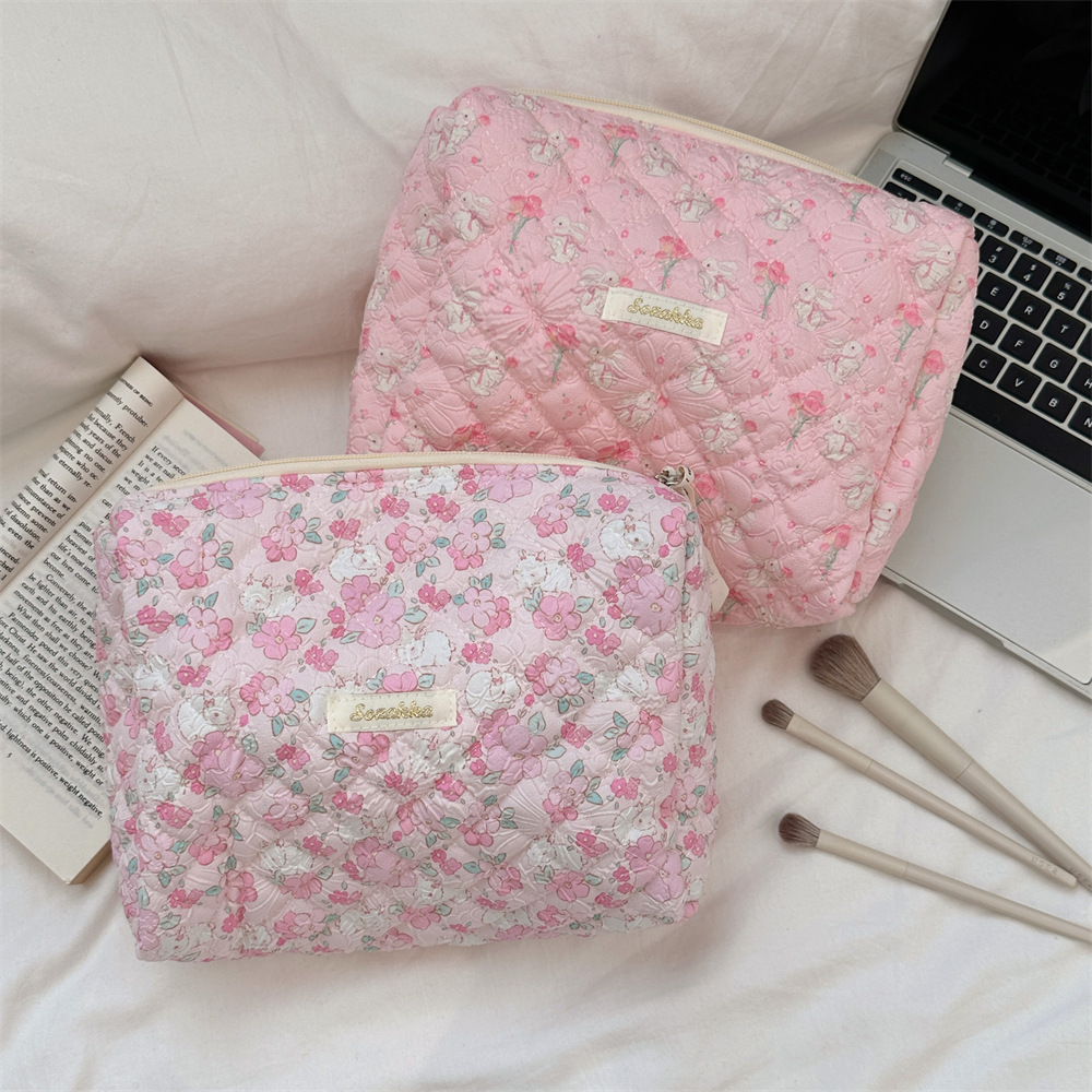 4681 Quilted cotton-padded cosmetic bag Cartoon Clutch Portable large-capacity travel toiletries and Cosmetics Storage bag Specification drawing