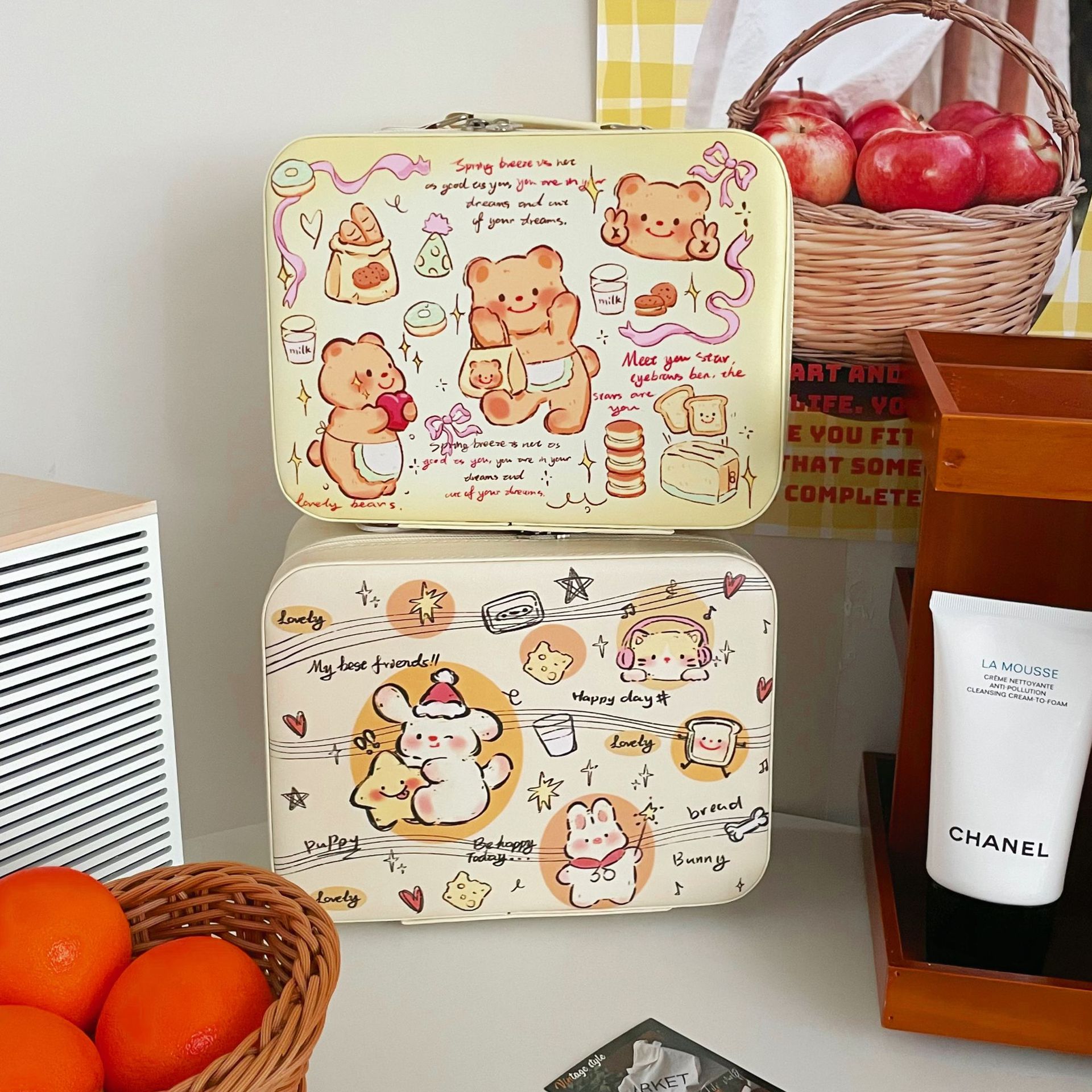 Music Dog Makeup Box 24 New Style Makeup Bag for Women, High Appearance Level, Large Capacity Portable skin care product Storage suitcase details Picture