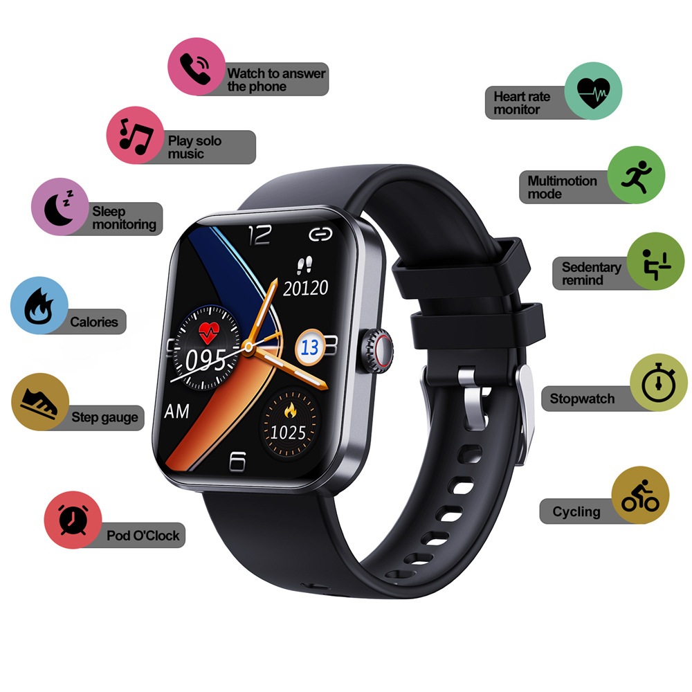 The cross-border F57L SmartWatch monitors heart rate, blood pressure and body temperature, and pushes various sports smartwatch information details Picture
