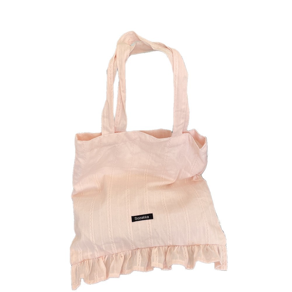 55142 2025 New InS-style simple diamond-shaped canvas bag, lace shoulder bag, large-capacity hand-held tote bag Item Picture