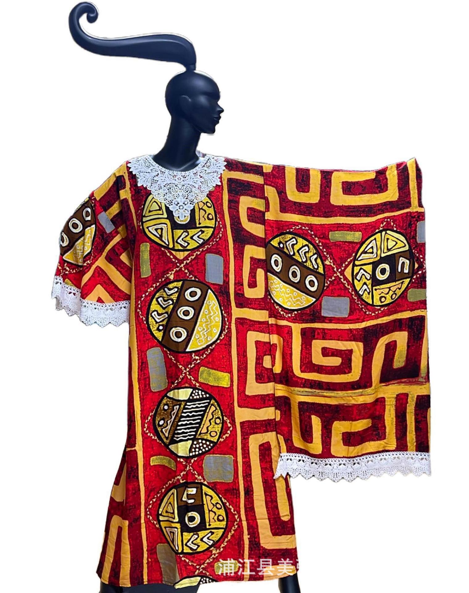 Islamic printed cotton African and European Muslim robe, women's abaya ethnic costume, Abaya robe, women's style, hooded Muslim Item Picture