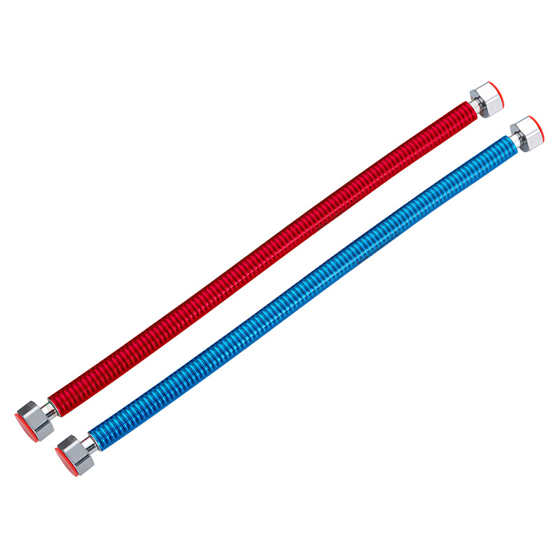 304 stainless steel corrugated pipe gas water heater cold and hot water inlet hose, 4-point metal explosion-proof and heat-insulating household water pipe Item Picture