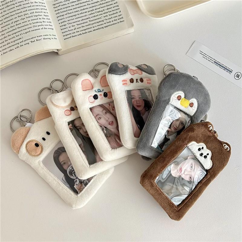 Original InS-style cute puppy and cat plush card holder, Korean campus meal card, idol card photo display pendant Application Scenario