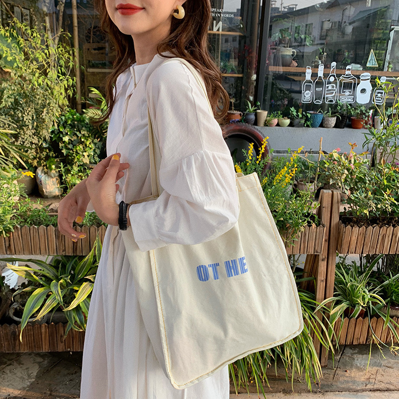 E163 Korean Street style Instagram canvas bag for Girls, summer single-shoulder bag for students, fresh and simple Korean style artistic canvas bag for girls Specification drawing