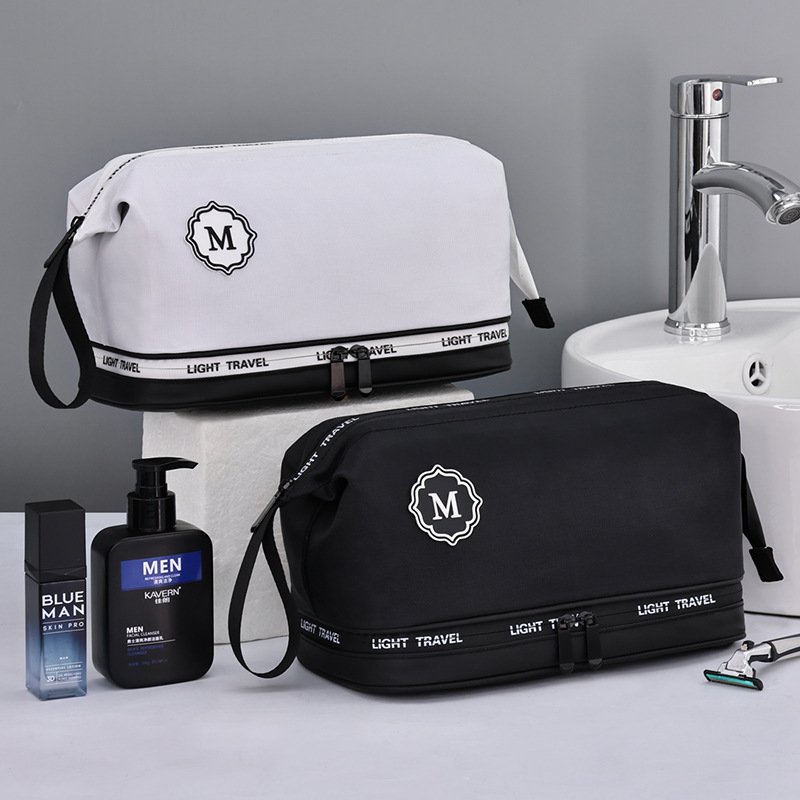 The new "Zhentu M" double-layer dry-wet separation toiletry bag is a high-end waterproof travel storage portable men's makeup bag full figure