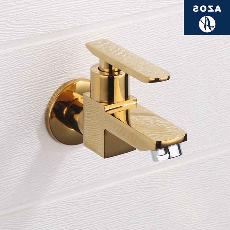 The bathroom mop, sink faucet, wall-mounted single-cooling bathroom faucet, all-copper quick-opening faucet, 4-inch faucet, black nozzle Item Picture