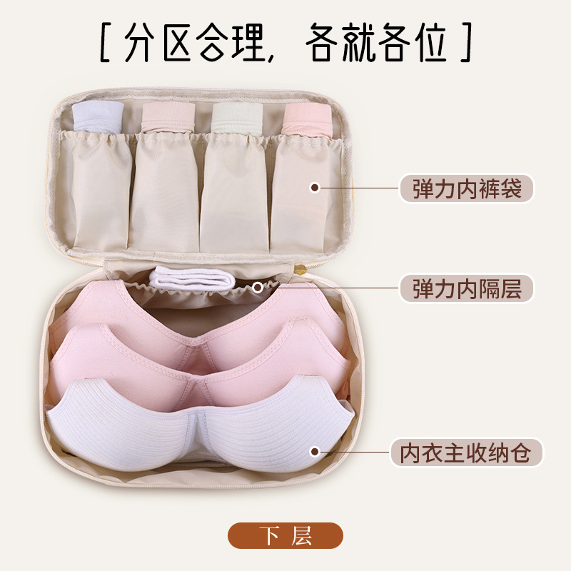 Three-layer four-in-one travel storage bag, large-capacity bra, underwear, socks and clothing separate bag Specification drawing