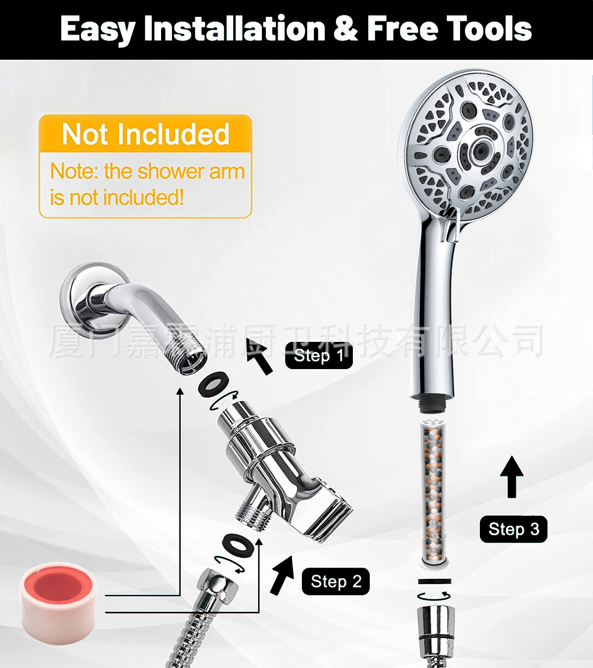 American creative handheld showerhead Amazon 10 Function filtering Beauty care pressure-increasing showerhead wholesale details Picture