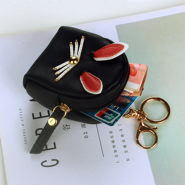 Korean cute key case, pink rabbit coin purse, mini schoolbag, car key chain pendant, ladies' wallet Application Scenario