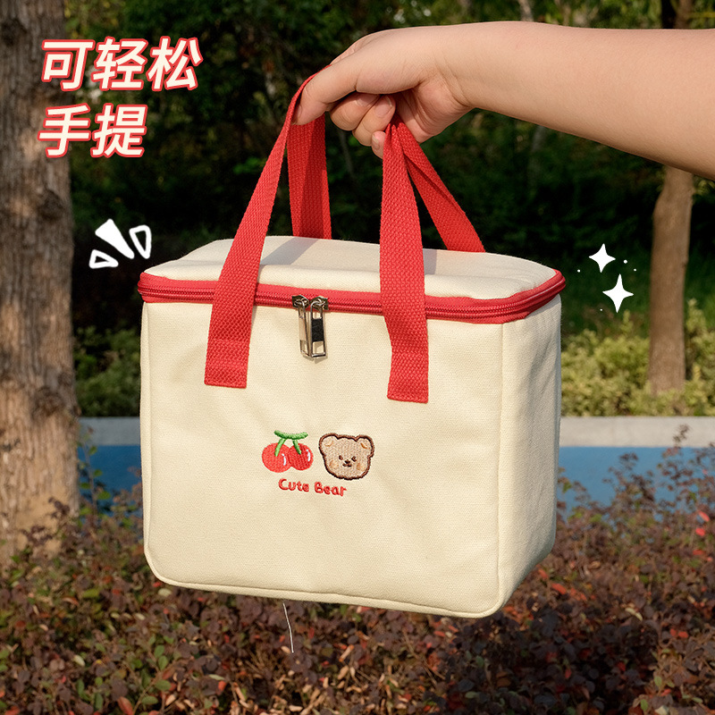 Cartoon lunch box bag, insulated bento handbag, student with meals, office worker portable meal bag, thickened aluminum foil bag Specification drawing