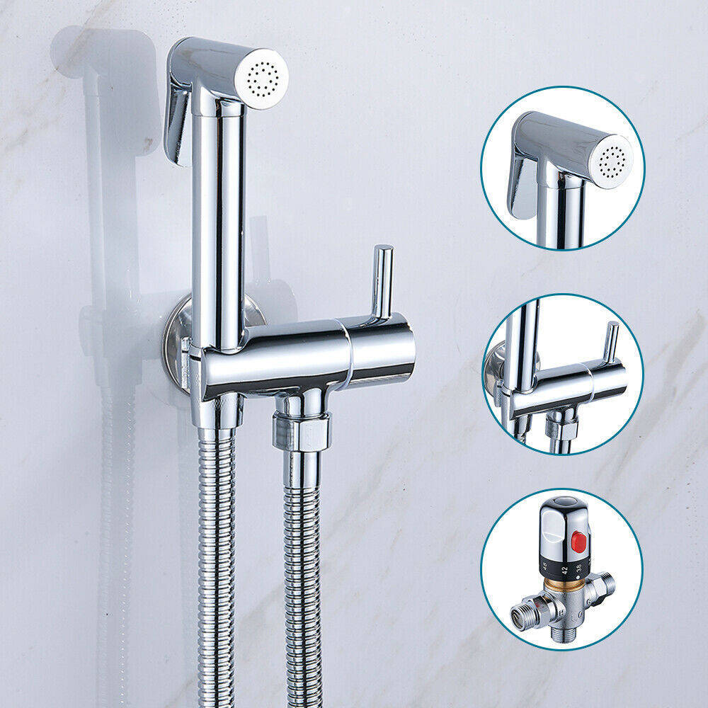 Hui Ci Amazon EBAY copper Feminine Washing machine Spray gun with cold and hot thermostatic valve set Feminine washing machine set full figure