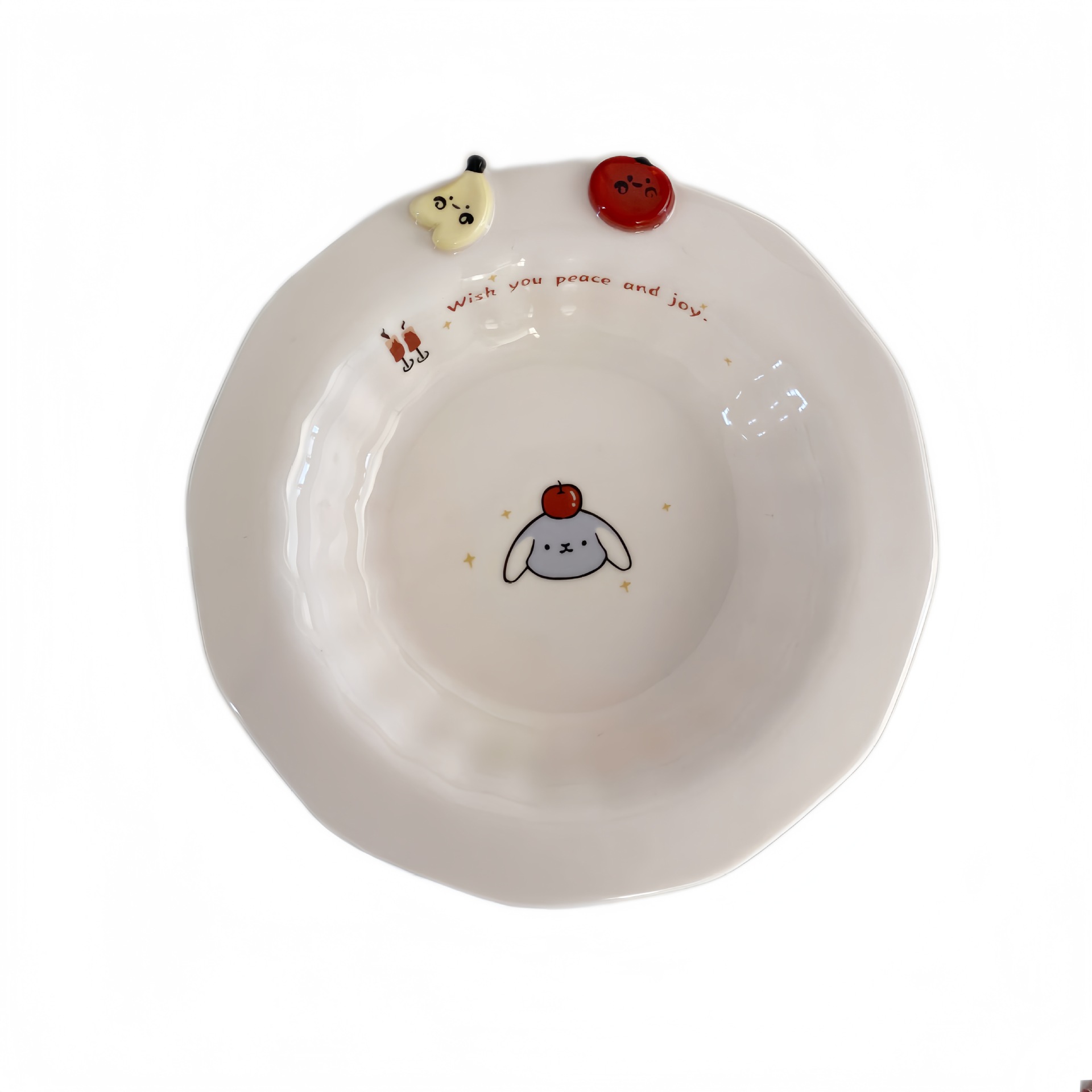Ins-style cute cartoon ceramic plates, high appearance level, home plate, bowl and dish set, dumpling plates, vegetable plates, dessert plates Item Picture