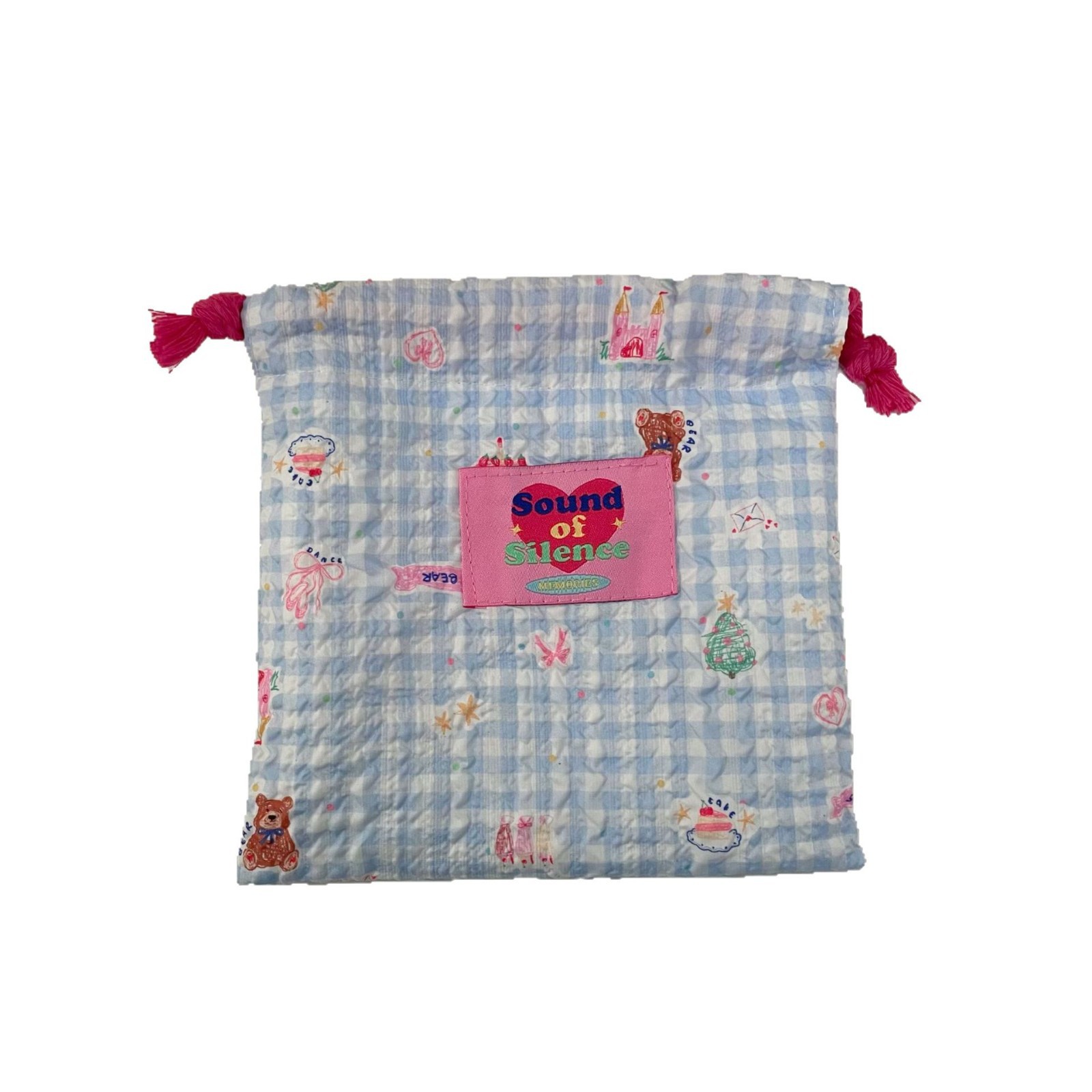 A cute and unique foam storage bag with a drawstring for a girlish heart. It's a small pocket for carrying things around and a red envelope Item Picture