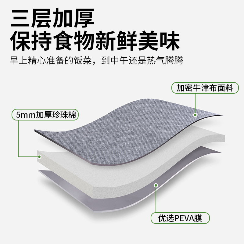 The new cross-border hand-held lunch box bag can be carried diagonally. It is waterproof, oil-proof and heat-insulating. It is a large-capacity lunch box bag for office workers with rice Specification drawing