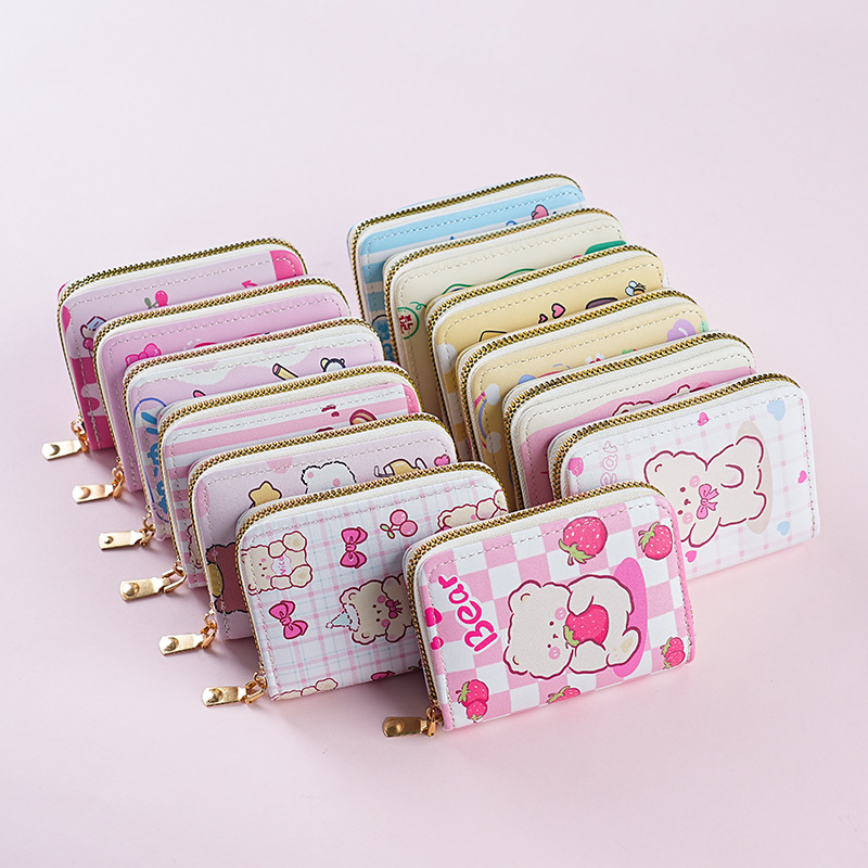 Cross-border zipper card case for women with multiple slots, anti-demagnetization 2025 new cute cartoon bank card, credit card and coin purse Specification drawing