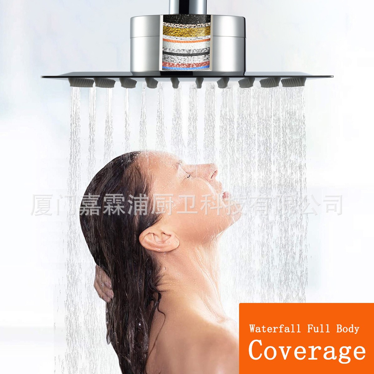 Cross-border filter top shower head, stainless steel showerhead 8/10/12-inch electroplated square pressurized shower cover Specification drawing