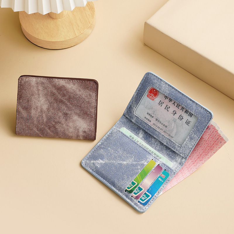Canvas ultra-thin short men's wallet, simple driver's license card case integrated bag, simple men's thin wallet for students full figure