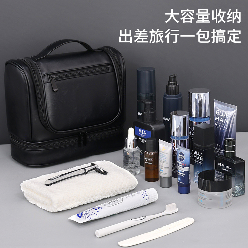 Retro large-capacity swimming, fitness and toiletries storage bag, men's makeup bag, skin care products storage bag, storage bag Application Scenario