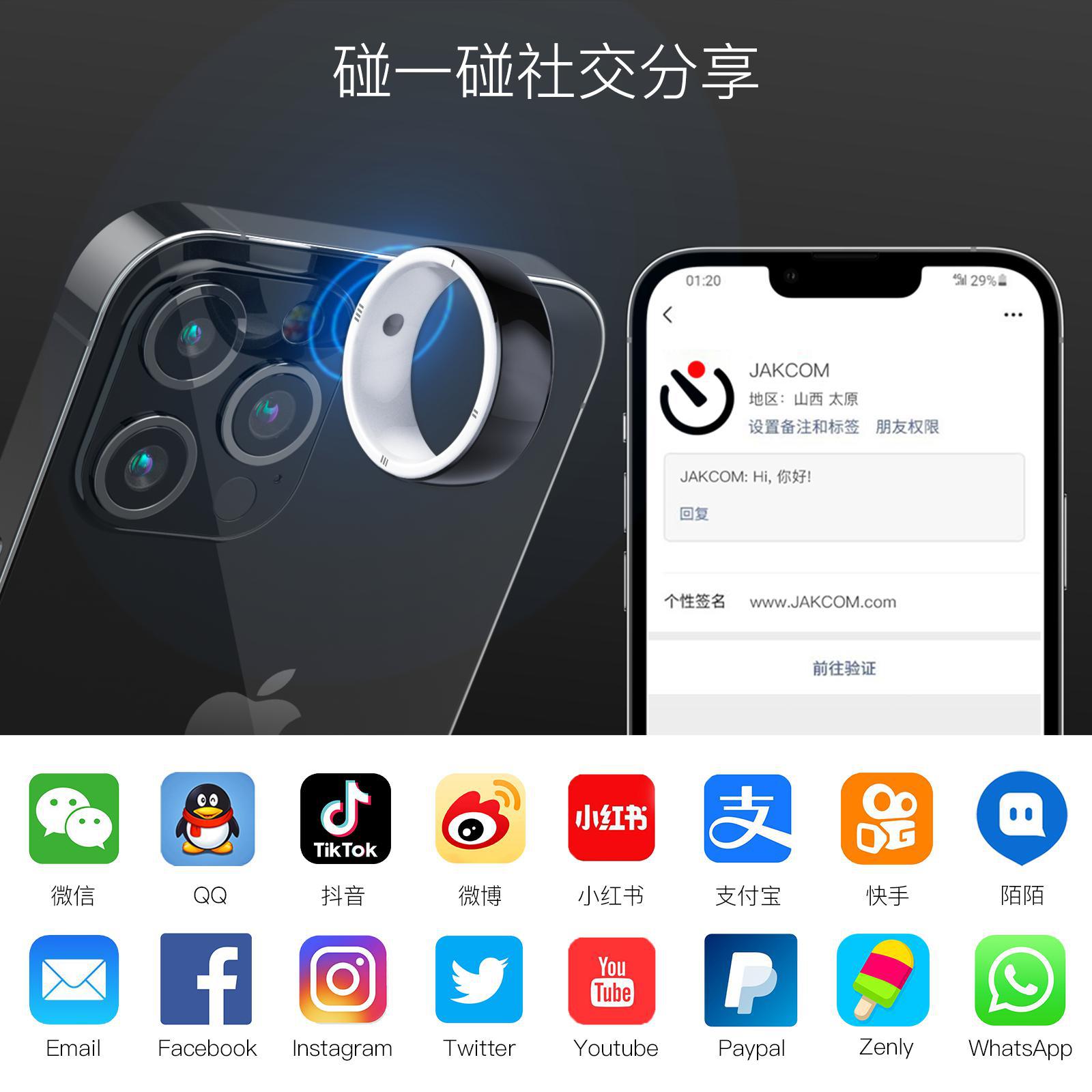 JAKCOM Extreme Controller R5 smart ring, smart wearable device R4, R3 upgrade health positioning ring non-heart rate Specification drawing