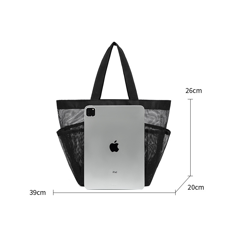 Wholesale cross-border hand-held mesh beach bags, cosmetic travel storage toiletries, mesh portable swimming multi-pocket sand bags details Picture