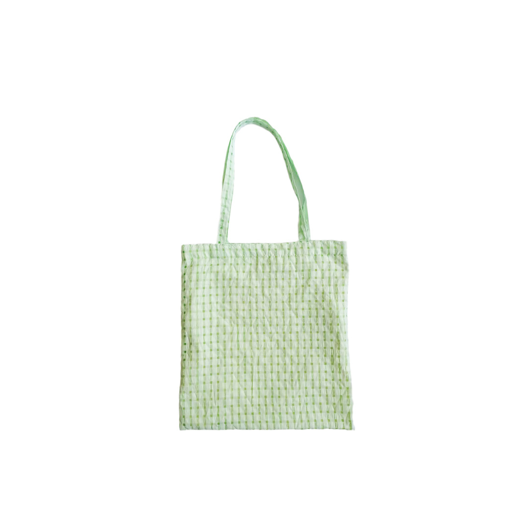 3693 Summer New Fairy Bag, yellow bubble checkered single-shoulder bag, Japanese-style fresh and light student cloth bag, thin style Item Picture