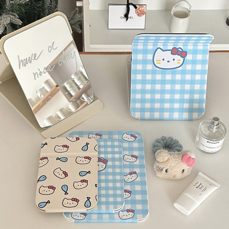 Cute cat-shaped folding mirror, high appearance level, portable student dormitory desktop, household standing dressing mirror full figure