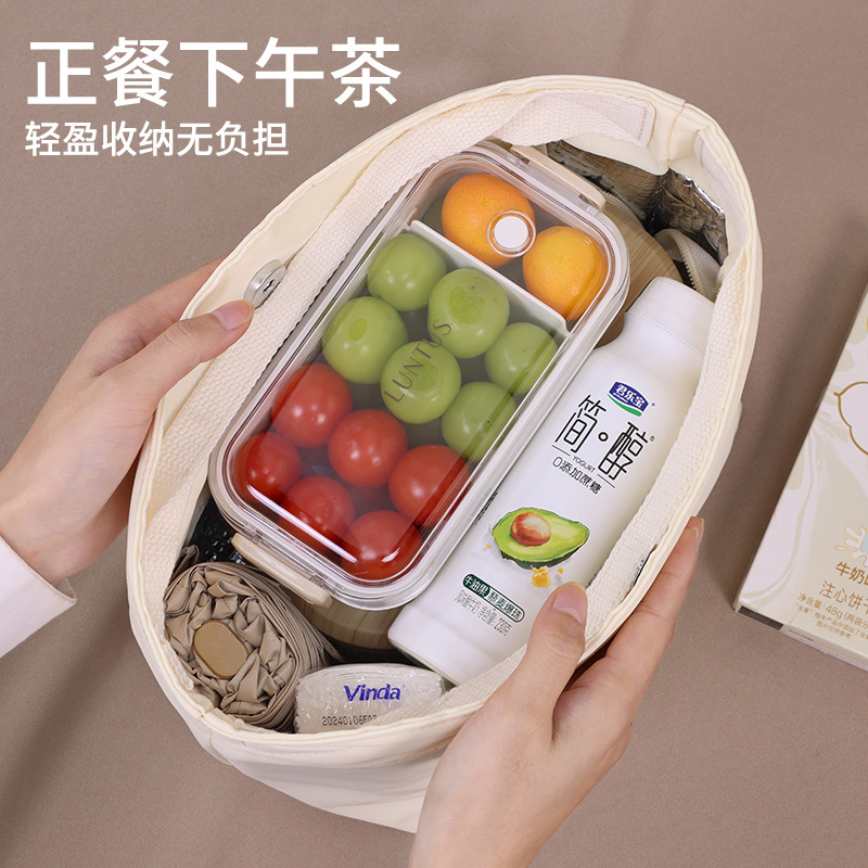 Simple zipper lunch box bag, handbag, thickened aluminum foil, office and student bento bag, lunch bag, insulated packaging, rice bag details Picture