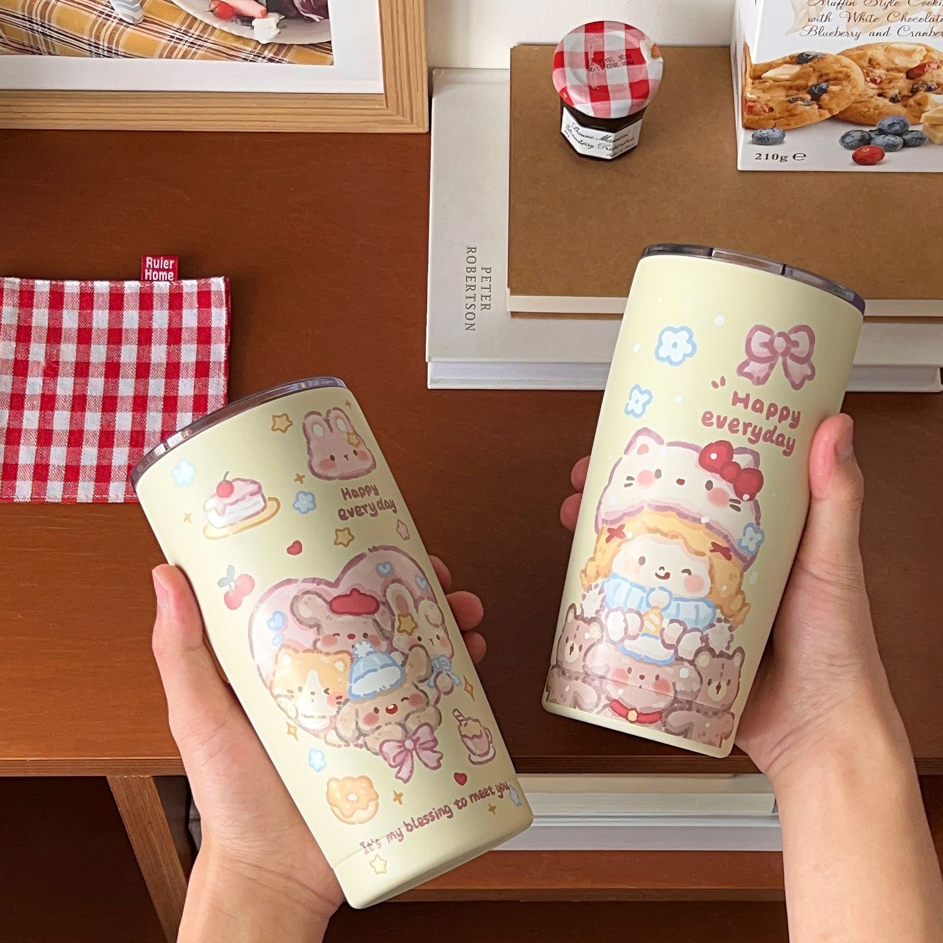 Original ~ High appearance level insulated cup, new women's water cup, large capacity 304 stainless steel coffee cup, portable cup Specification drawing
