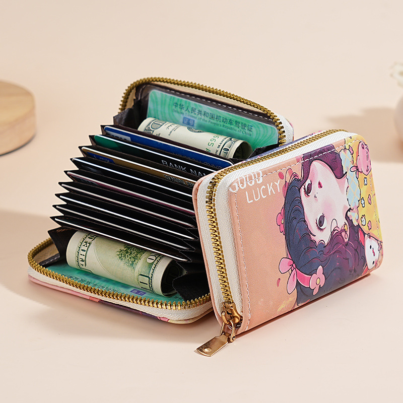 New cartoon organ card case for ladies, cute short and fashionable card holder, large-capacity multi-card slot bank card storage bag details Picture