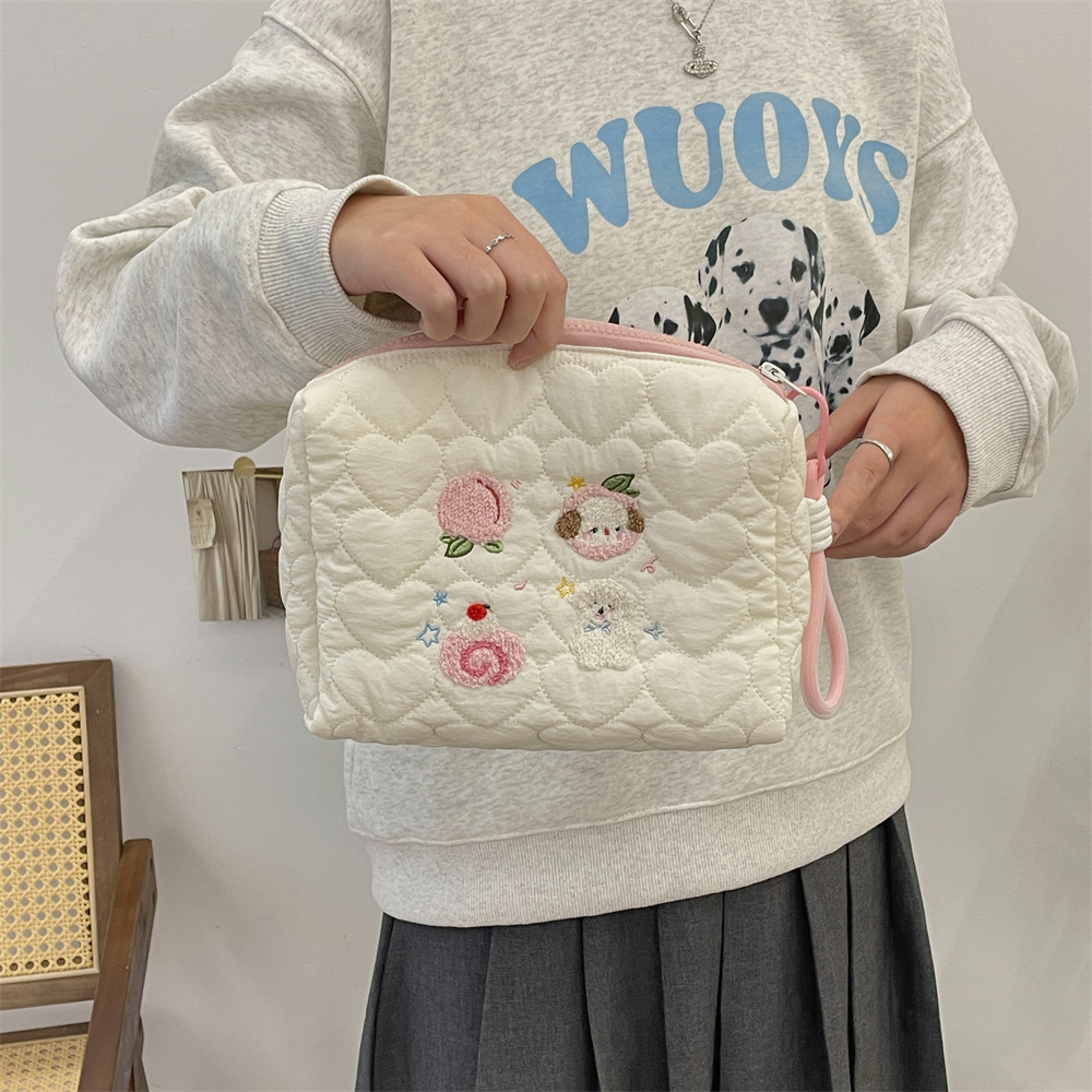 411261 High appearance level student embroidered quilted cotton bag, cosmetic bag, shopping clutch bag, travel toiletries bag Application Scenario