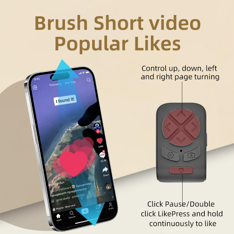 Short video Bluetooth like ring remote control, lazy person taking photos, self-timer, e-book page Turner details Picture