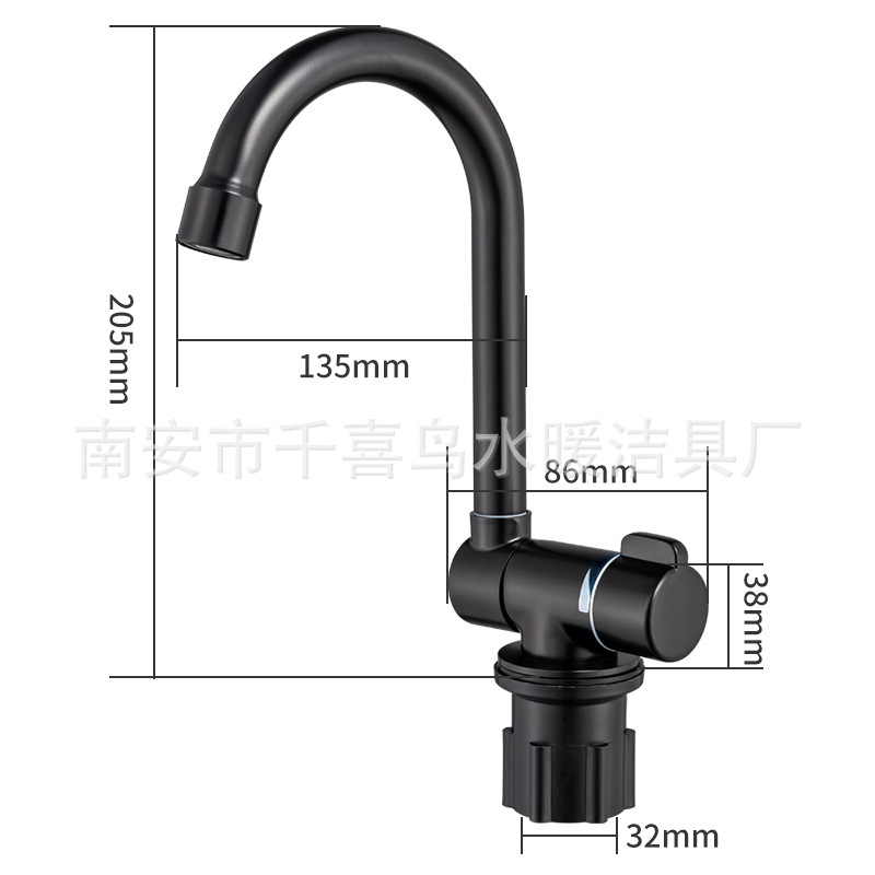 The manufacturer supplies black cold and hot foldable RV faucets for opening Windows inside Item Picture