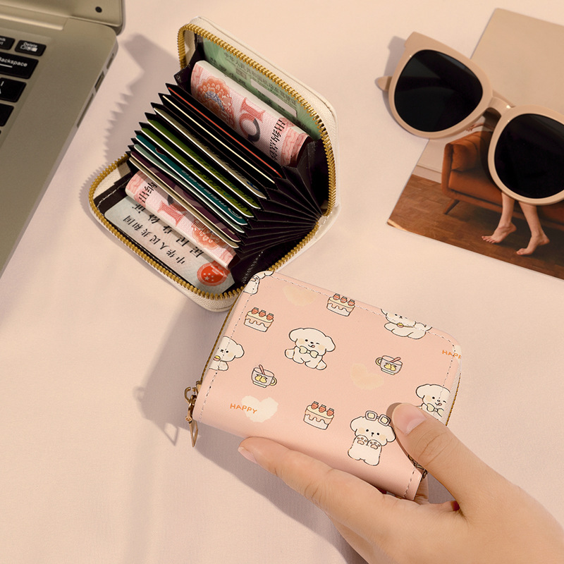 New cute card case for girls, small, multi-slot, large-capacity card case, student cartoon zipper card holder, wallet card holder details Picture