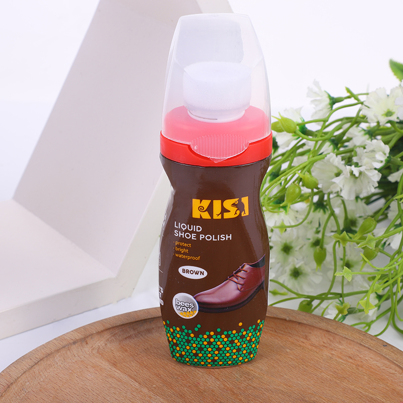 KISI liquid shoe polish is a black-brown colorless leather shoe care oil and leather care agent Specification drawing